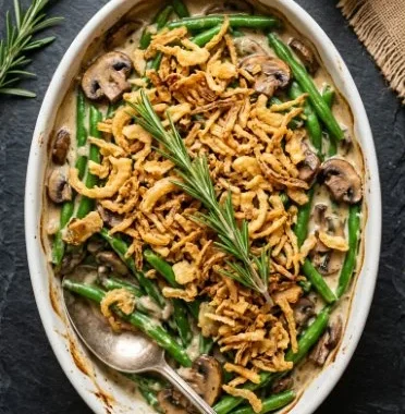 Delicious homemade green bean casserole with no canned soup ingredients