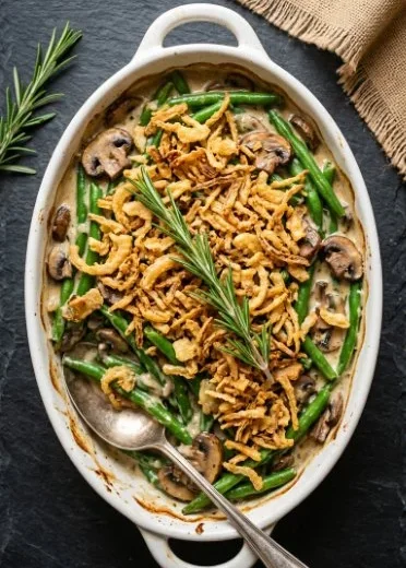 Delicious homemade green bean casserole with no canned soup ingredients