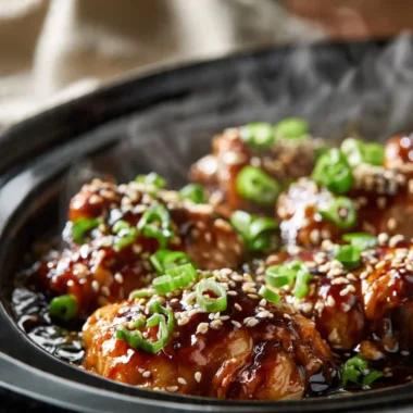 Crockpot Teriyaki Chicken dish with savory sauce and tender chicken pieces