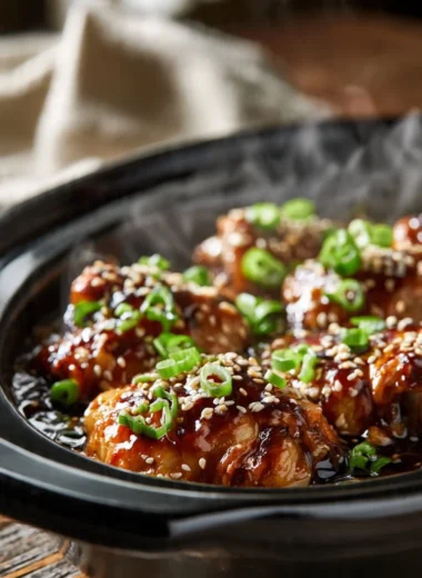 Crockpot Teriyaki Chicken dish with savory sauce and tender chicken pieces