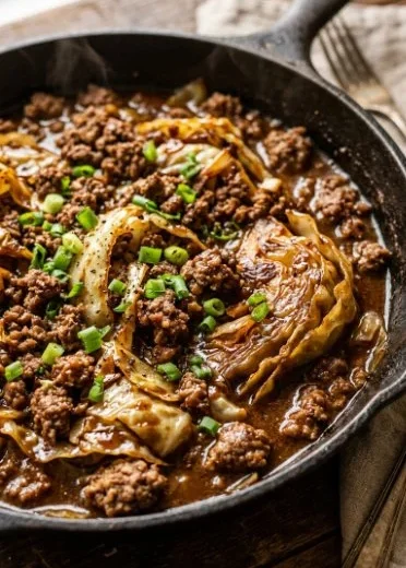Delicious homemade cabbage casserole baked to perfection in a dish