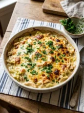 Chicken and Cabbage Alfredo Bake