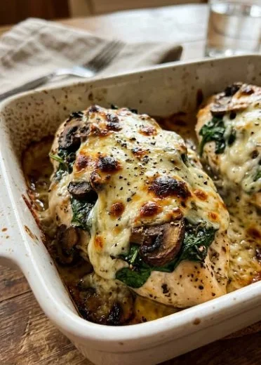 Low carb chicken spinach and mushroom oven dish recipe