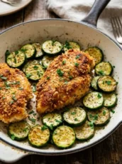 Crispy Parmesan Garlic Chicken with Zucchini