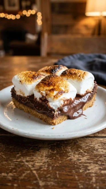 Decadent S'Mores Cobbler topped with marshmallows and chocolate