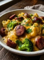 Easy Keto Broccoli & Cauliflower Au Gratin with Sausage — Low Carb Meals With Sausage