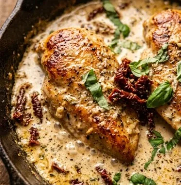 Easy Marry Me Chicken 1 Delicious Easy Marry Me Chicken recipe served with herbs and creamy sauce.