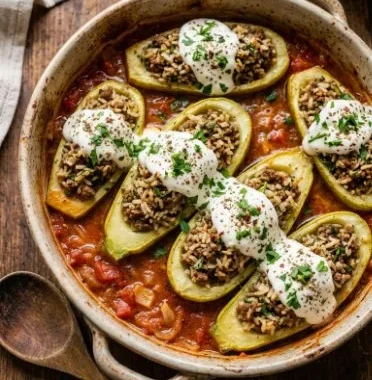 Foolproof recipe of Kousa Mahshi with zucchini stuffed with beef