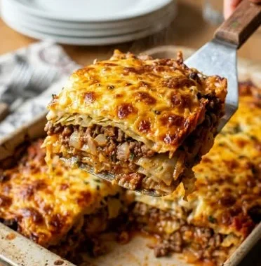 Ground Beef Cabbage Stir-Fry Casserole 2 Delicious ground beef cabbage casserole ready to serve for dinner