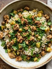 Ground Chicken Zucchini Rice Skillet