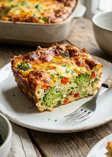 High-protein baked cottage cheese dish served in a bowl with toppings