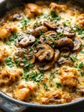High Protein Keto Garlic Mushroom Chicken Casserole
