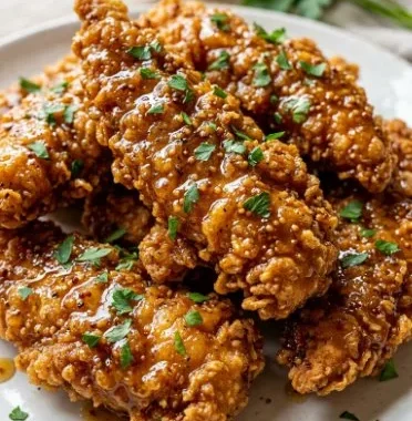 Honey Mustard Chicken: Juicy and Golden 1 Juicy Honey Mustard Chicken served with a golden glaze, ready to enjoy.