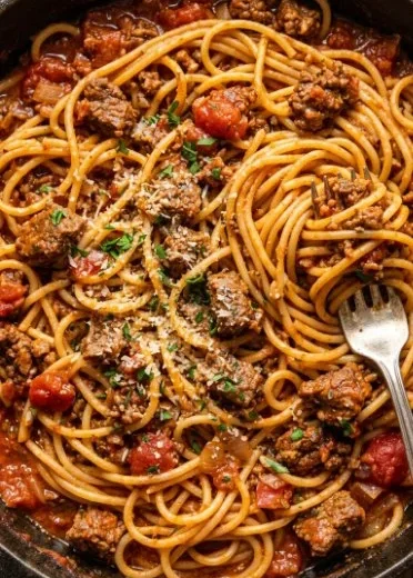 Delicious Instant Pot spaghetti ready to be served, showcasing its rich sauce and perfect texture.