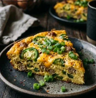 Jalapeño Popper Frittata - FlirtyFood 2 Delicious Jalapeño Popper Frittata with cheese and jalapeños