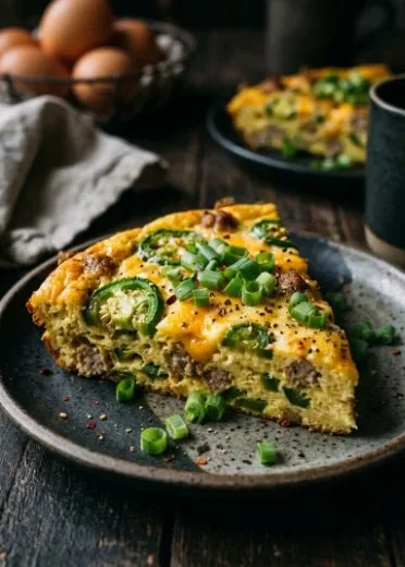 Delicious Jalapeño Popper Frittata with cheese and jalapeños
