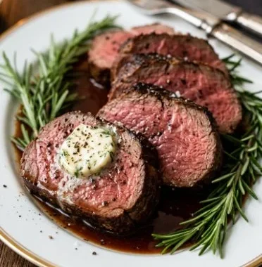 Million Dollar Roast Beef Tenderloin 2 Mouthwatering Million Dollar Roast Beef Tenderloin served beautifully on a platter.