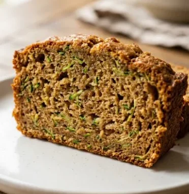 Freshly baked Pumpkin Zucchini Bread on a wooden table