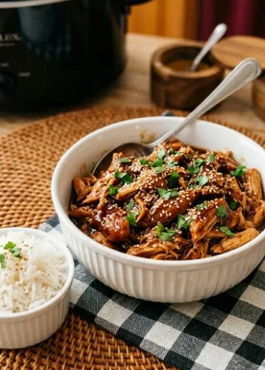 Delicious slow cooker honey garlic chicken served with vegetables