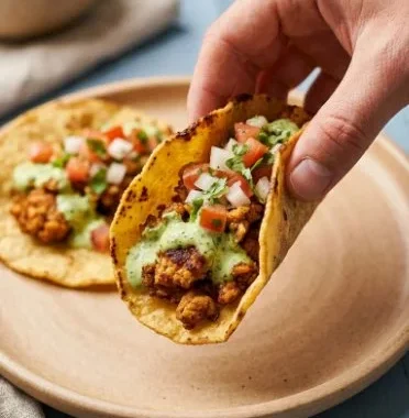 Delicious smashed chicken tacos served with fresh toppings