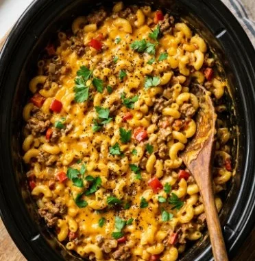 The Best Slow Cooker Hamburger Helper 1 Delicious slow cooker hamburger helper meal in a bowl