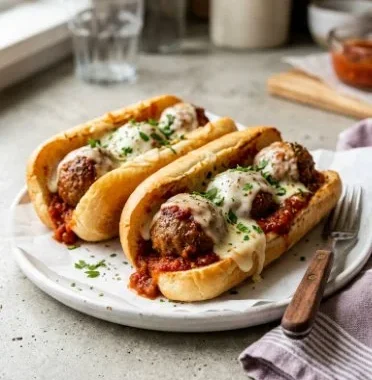 Venison Meatball Subs 2 Delicious venison meatball subs served on a toasted hoagie bun with toppings