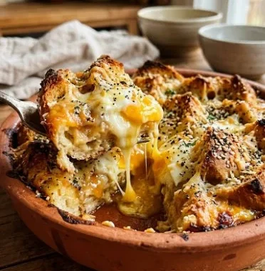 Bagel Breakfast Casserole Recipe 1 Delicious bagel breakfast casserole fresh out of the oven