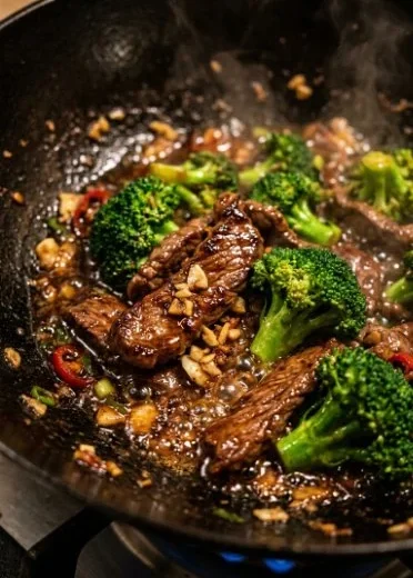 Delicious plate of Beef and Broccoli stir-fry with vibrant vegetables.