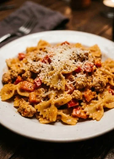 Delicious Parmesan Roasted Chicken with red peppers on a plate