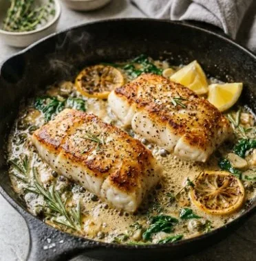 Buttered Cod in Skillet: Quick, Keto Dinner in 16 Minutes 2 Quick buttered cod skillet recipe for a keto-friendly dinner in 16 minutes.