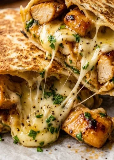 Cheesy Garlic Chicken Wraps featuring flavorful chicken and melted cheese