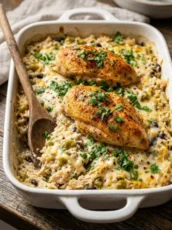 Cheesy Green Chili Chicken and Rice Casserole