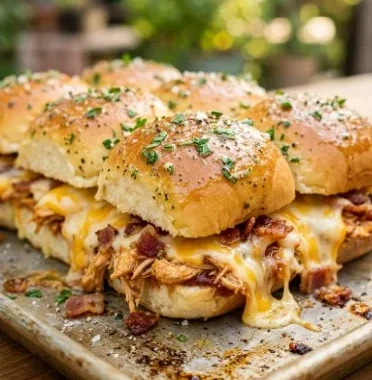 Delicious Chicken Bacon Ranch sliders served with a side salad