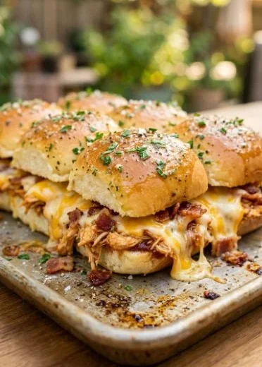 Delicious Chicken Bacon Ranch sliders served with a side salad