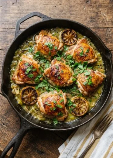Delicious Chicken with Leeks recipe dish served on a plate