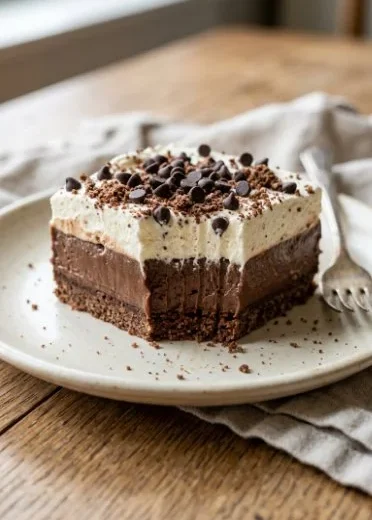 Delicious Chocolate Chip Cookie Dough Lush dessert with creamy layers