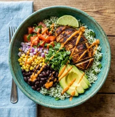 Cilantro Lime Chicken Bowl 1 A delicious cilantro lime chicken bowl with fresh ingredients and vibrant colors.