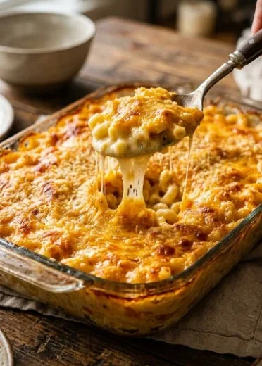 Delicious easy homemade mac and cheese in a bowl topped with breadcrumbs