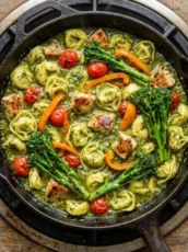 Easy Pesto Chicken Tortellini Veggies