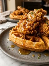 Fried Chicken and Waffles with Honey Glaze