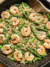 Garlic Butter Shrimp, Quinoa and Asparagus