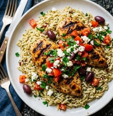 Greek Chicken Casserole 2 Delicious Greek Chicken Casserole with vegetables and feta cheese