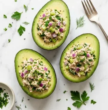 High-Protein Tuna Stuffed Avocados 1 High-protein tuna stuffed avocados filled with healthy ingredients