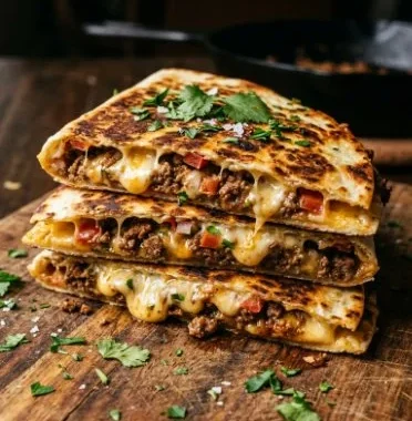 Smashburger Quesadillas 2 Delicious Smashburger quesadillas filled with grilled meat and cheese