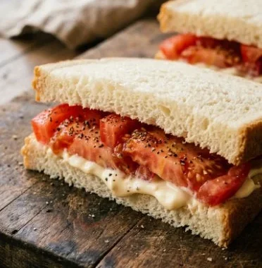 Southern Tomato Sandwich 1 Delicious Southern tomato sandwich with fresh tomatoes and toppings
