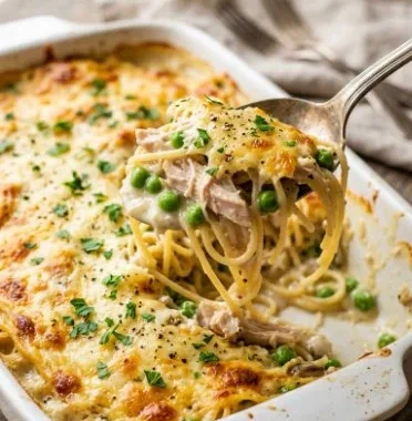 Turkey Tetrazzini 2 Delicious plate of Turkey Tetrazzini topped with parsley and cheese.