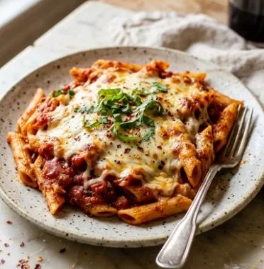 Vegan Pasta Bake 1 Vegan Pasta Bake topped with fresh herbs and vegetables