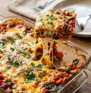 Vegetable Lasagna 2 Delicious vegetable lasagna with layers of fresh vegetables and cheese