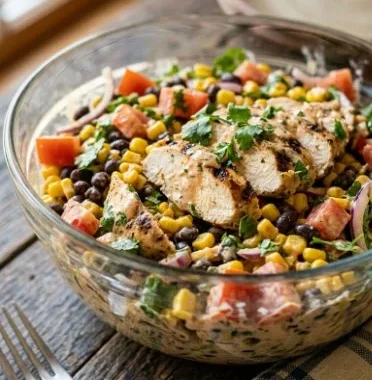 Zesty Southwest Chicken Salad with grilled chicken, corn, and avocado