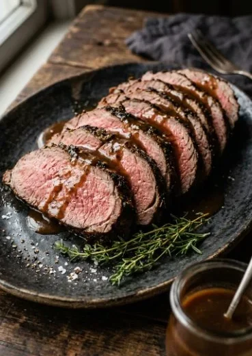 Delicious air fryer chuck roast served with vegetables.